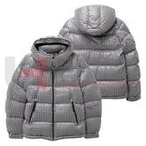 Zigzag Print Shiny Puffer Jacket – Custom Designer Winter Coat - Ukra Sports