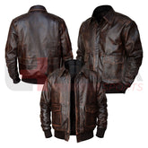 Genuine Sheepskin Bomber Leather Jacket – Classic Brown Motorcycle Style - Ukra Sports