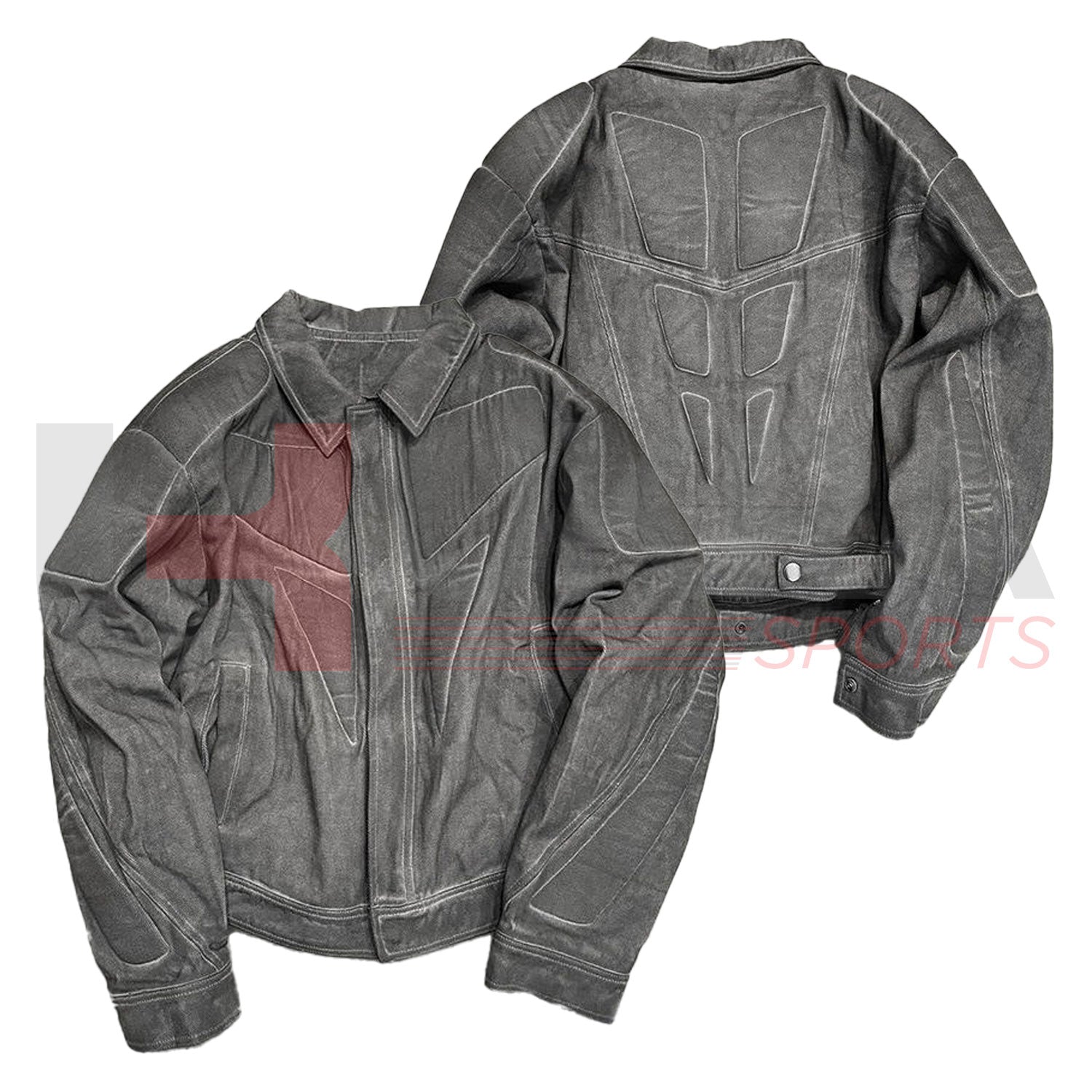 Men’s Heavyweight Vintage Washed Denim Jacket – Custom Logo & Embossed Zip-Up Style - Ukra Sports