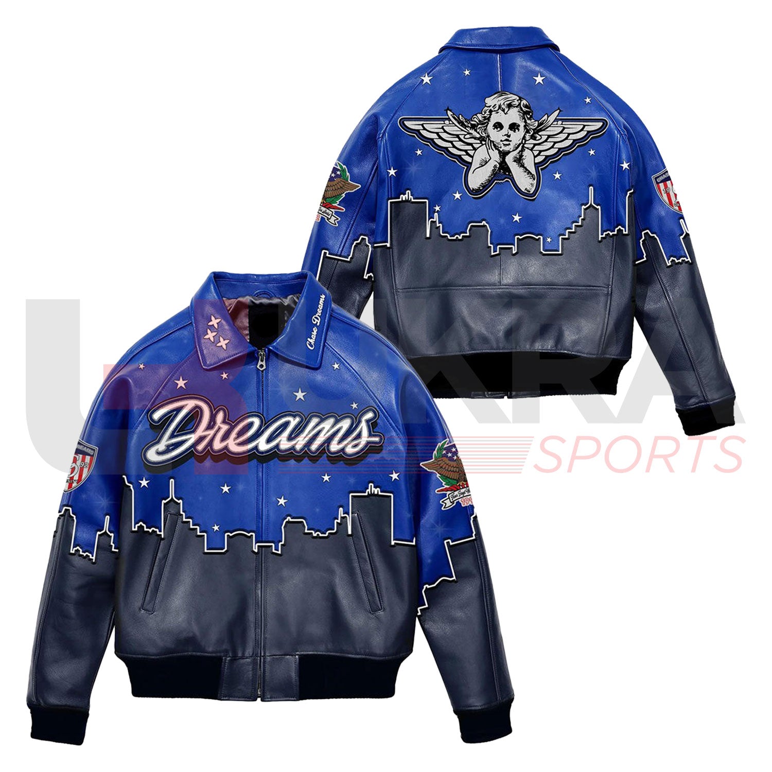 Stylish Men’s Winter Varsity Jacket – Genuine Leather, Waterproof & Embroidered - Ukra Sports