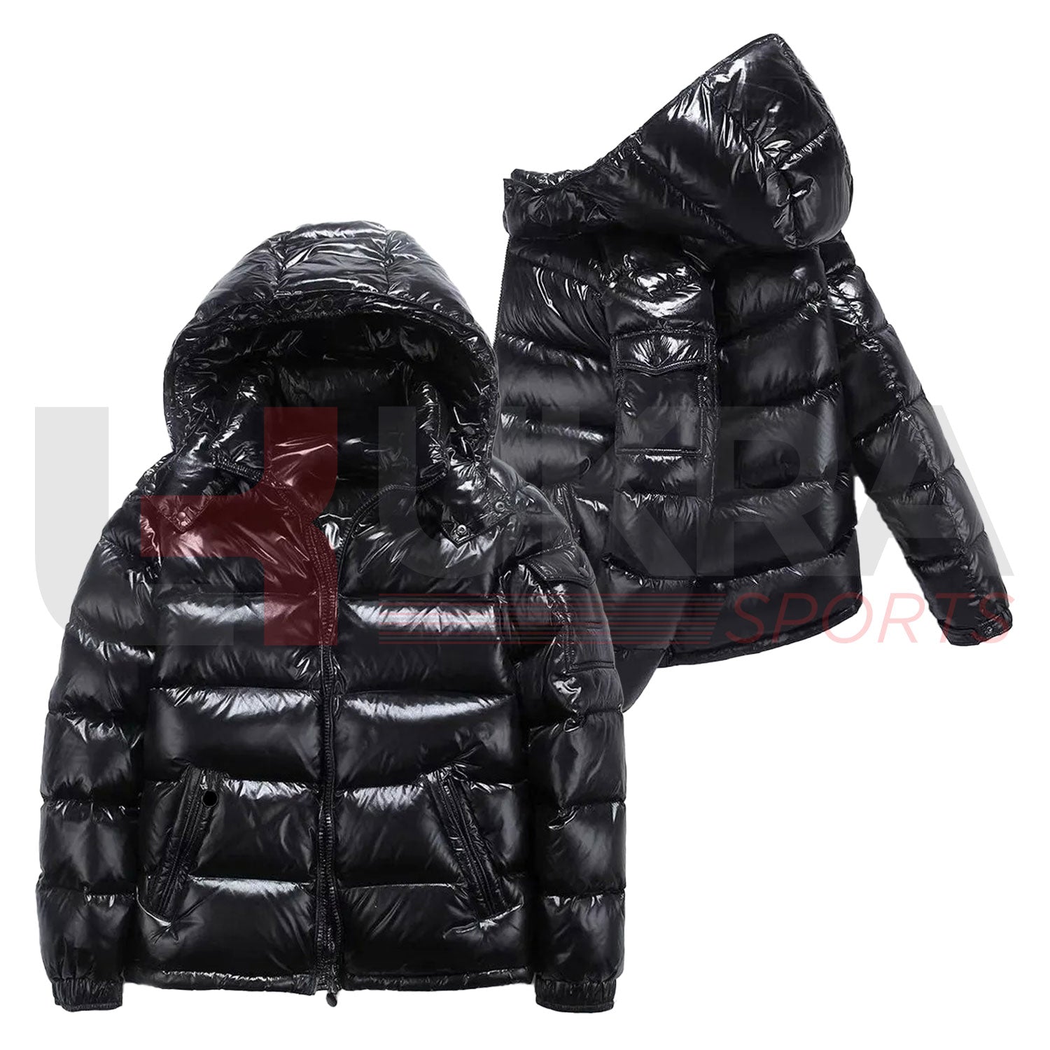 Men’s Shiny Black Puffer Jacket – Trendy Back Bubble Coat 2024 - Ukra Sports