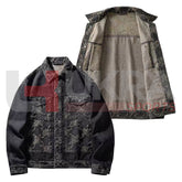 Men’s Heavy-Duty Jacquard Pocket Denim Jacket – Rugged Autumn Casualwear - Ukra Sports