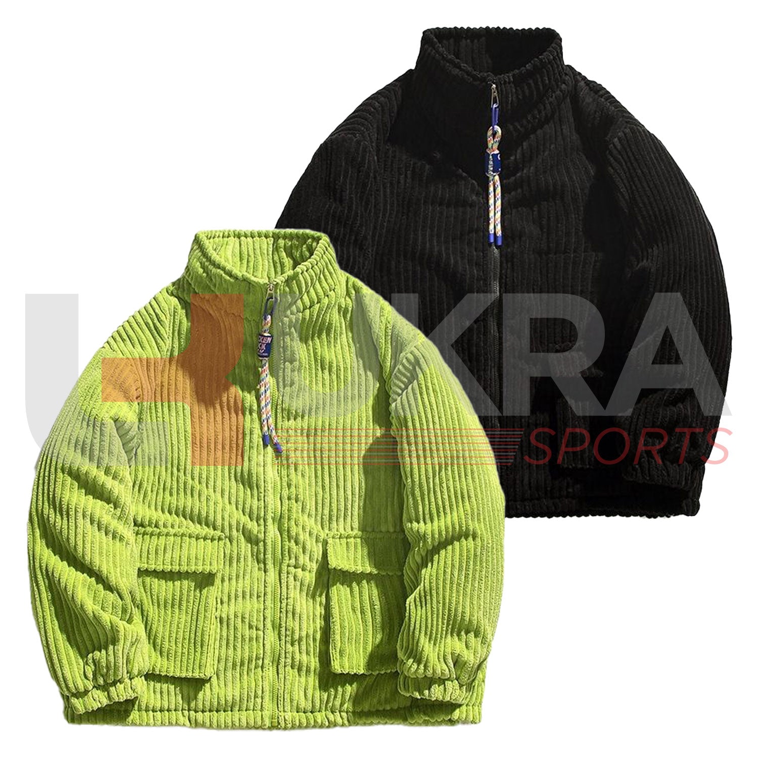 Corduroy Stand Collar Down Jacket – Premium Winter Cotton Outerwear - Ukra Sports