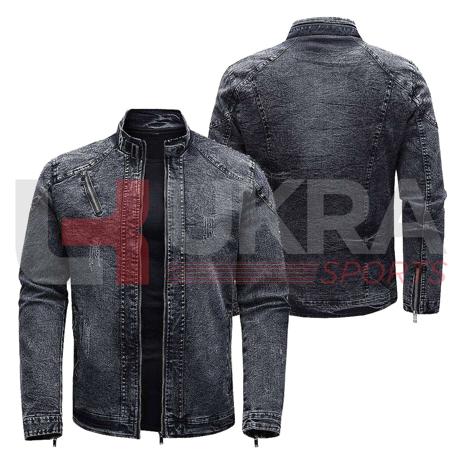Men's Slim Fit Denim Jacket – Zipper-Up Stylish Casual Coat | Ukra Sports - Ukra Sports