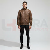 ukra_brown_leather_varsity_jacket_men_front_view