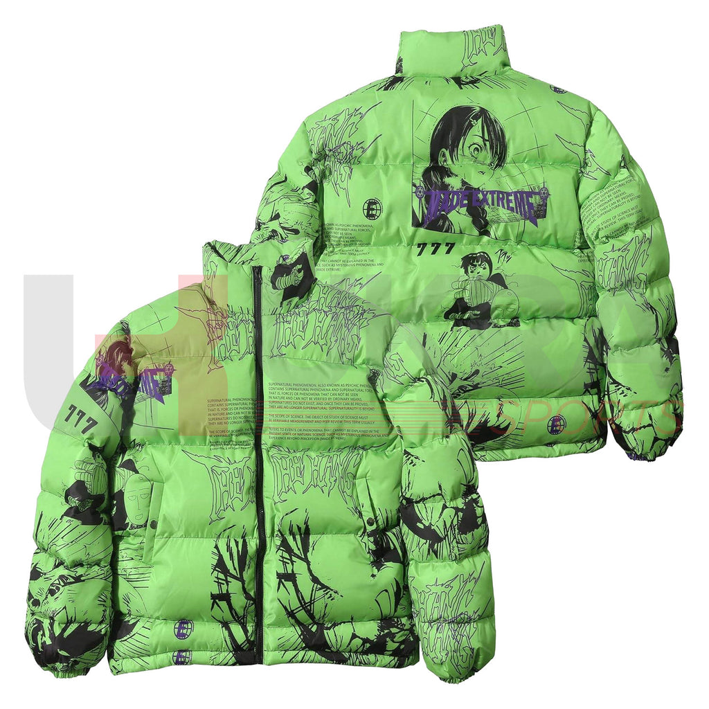 Unisex Anime Printed Puffer Jacket – Aesthetic Winter Fashion