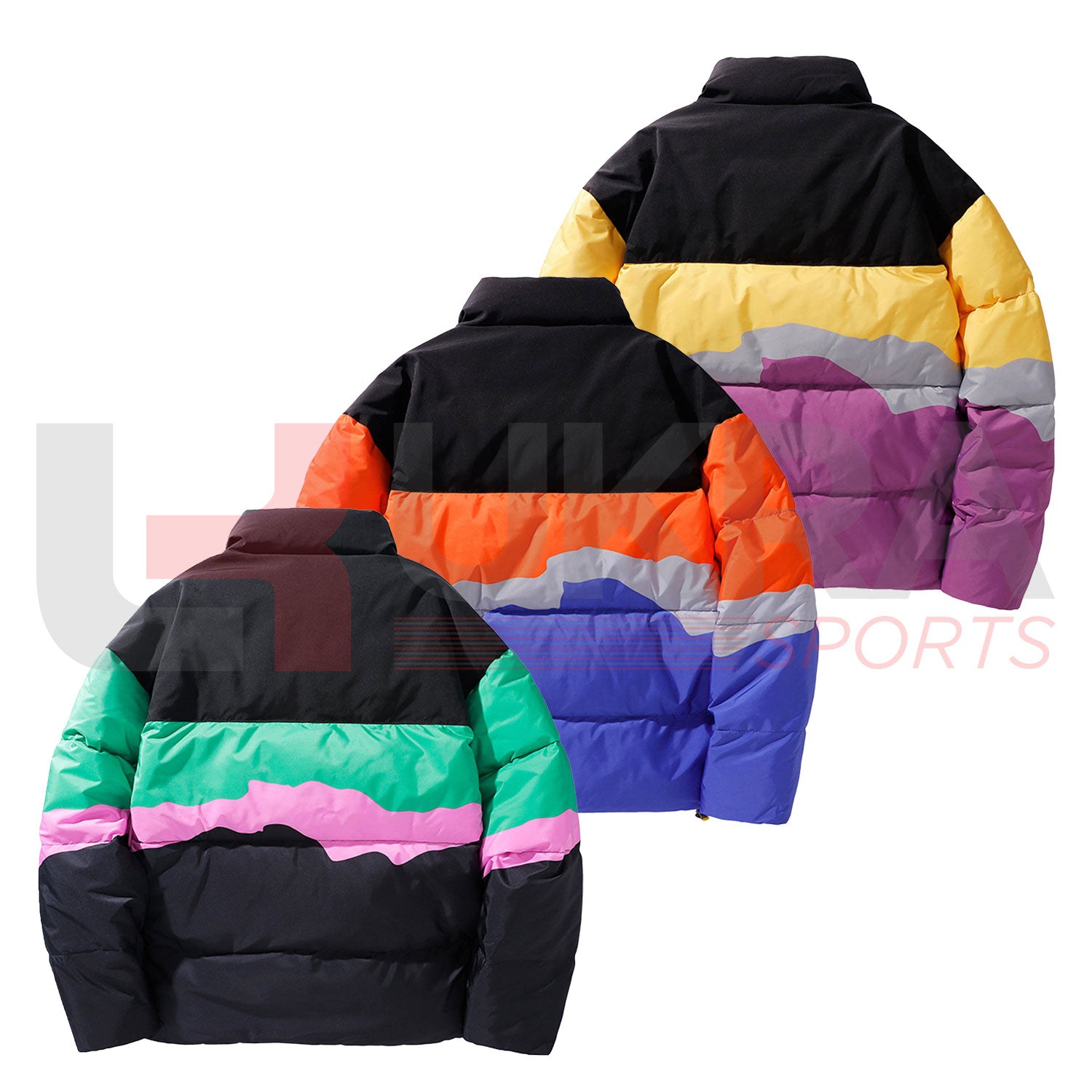 Three-Tone Color Block Padded Jacket – Winter Warmth & Style - Ukra Sports