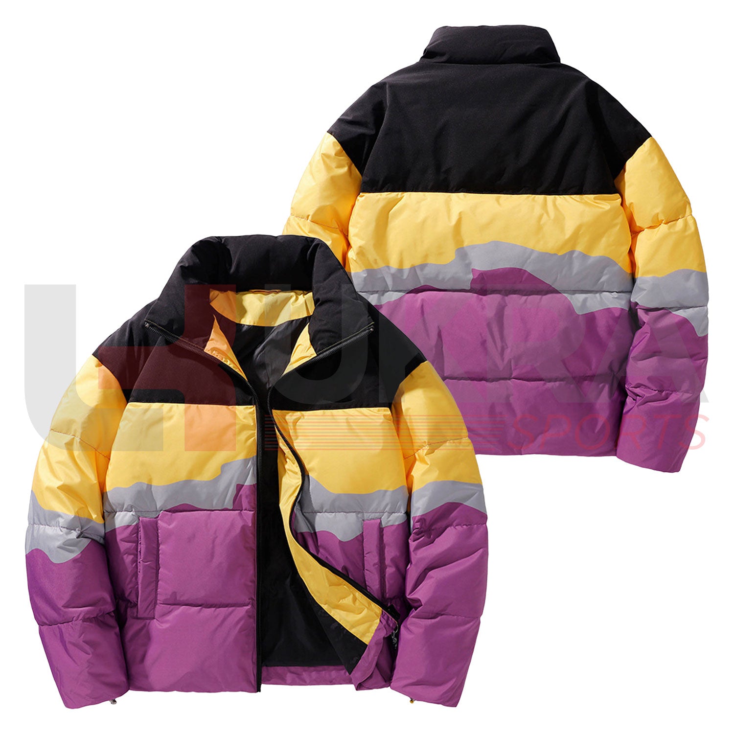 Three-Tone Color Block Padded Jacket – Winter Warmth & Style - Ukra Sports