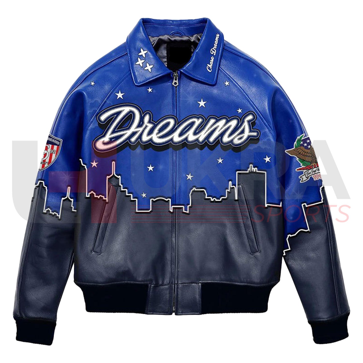 Stylish Men’s Winter Varsity Jacket – Genuine Leather, Waterproof & Embroidered - Ukra Sports