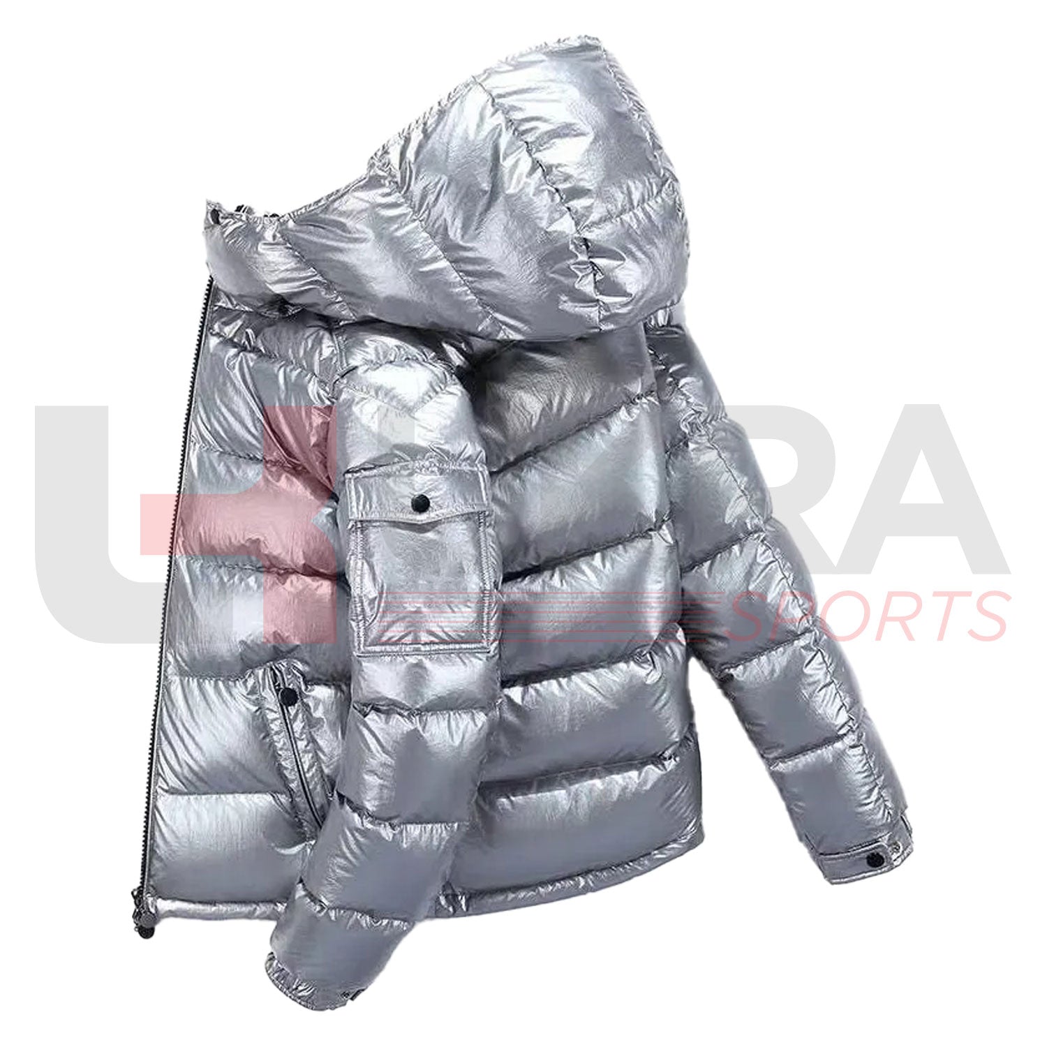 Men’s Shiny Black Puffer Jacket – Trendy Back Bubble Coat 2024 - Ukra Sports