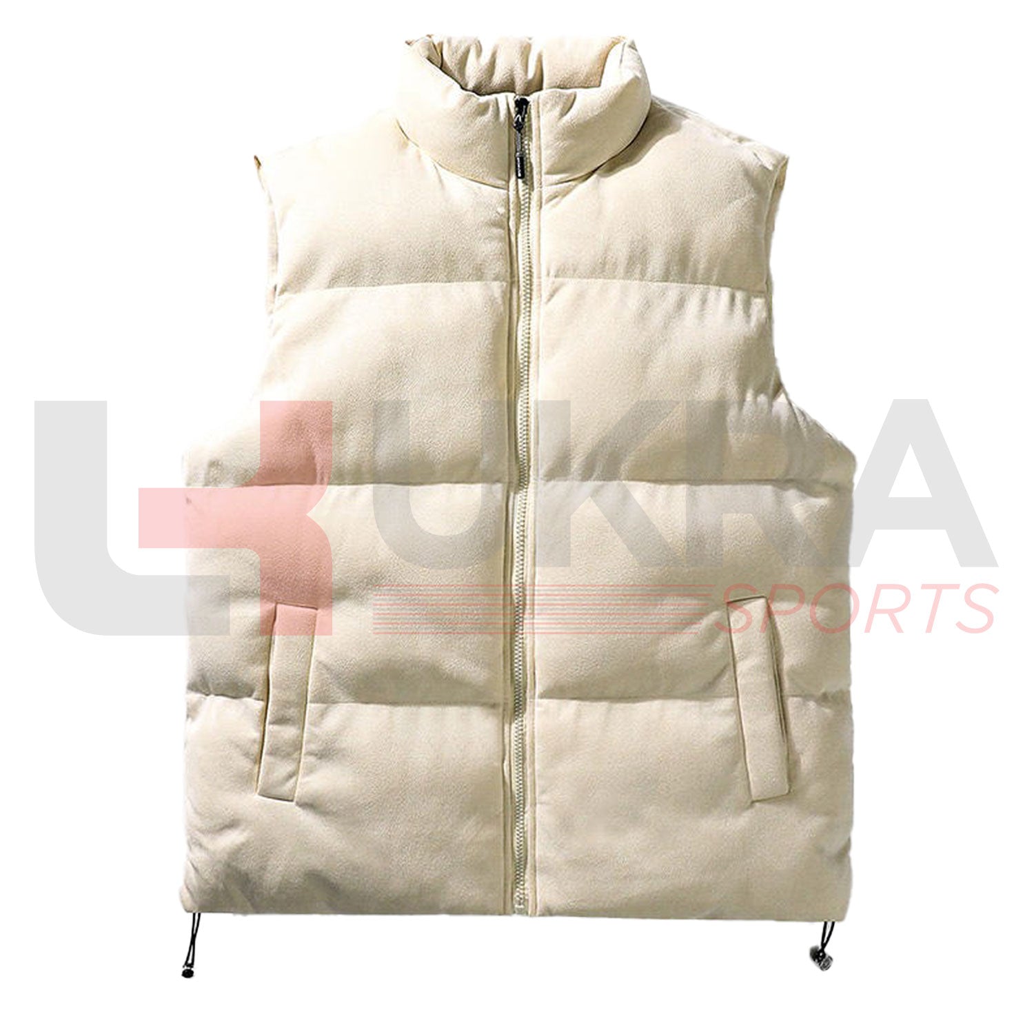 Men’s Stand Collar Padded Vest – Warm Suede Sleeveless Jacket - Ukra Sports