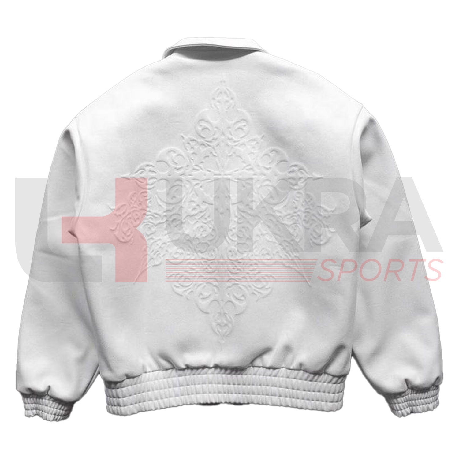 Men’s Fashion Motorcycle Jacket – Genuine Leather, Embossed Logo & Varsity Style - Ukra Sports