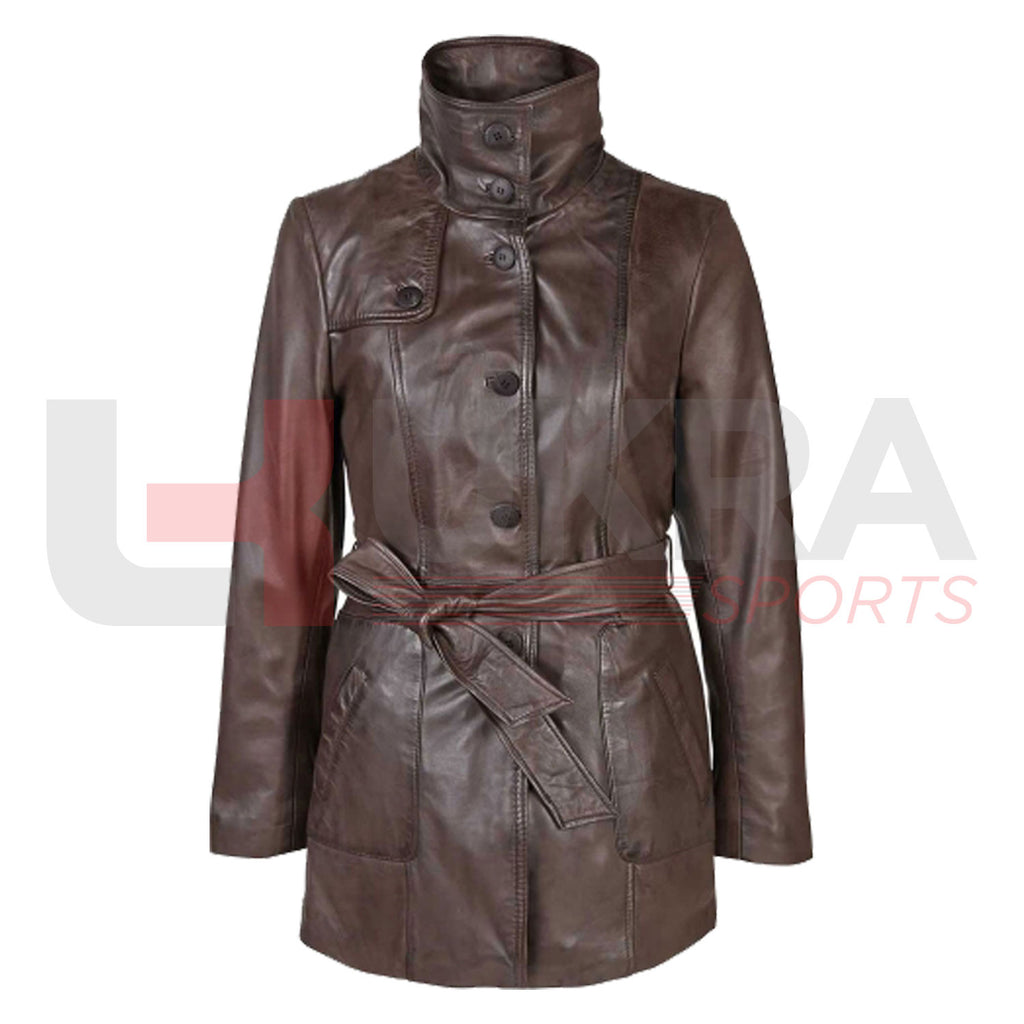 Chic Women's Belted Leather Coats – Modern Elegance & Defined Silhouette