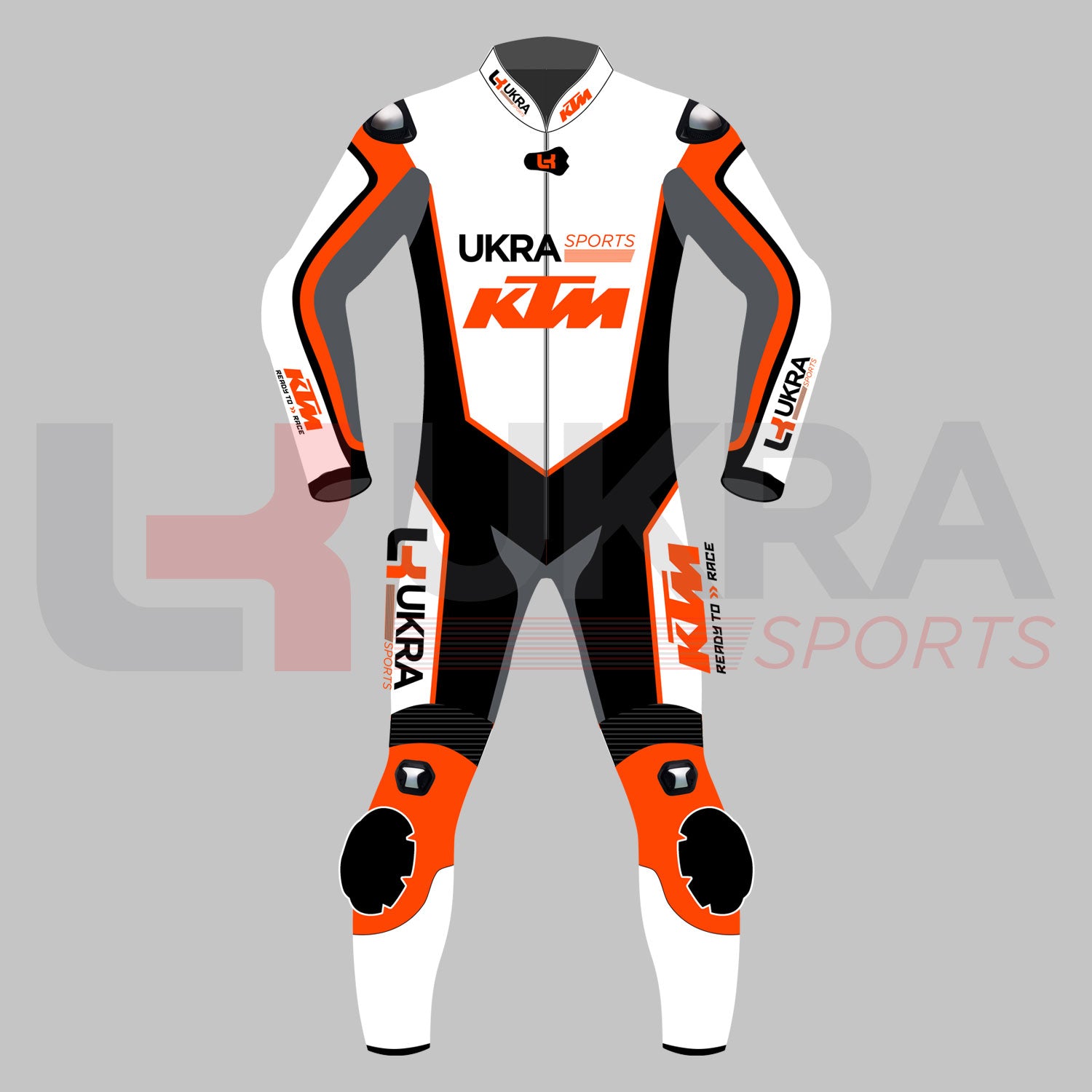 KTM Motorbike Leather Racing Suit Front View – UKRA Sports  
