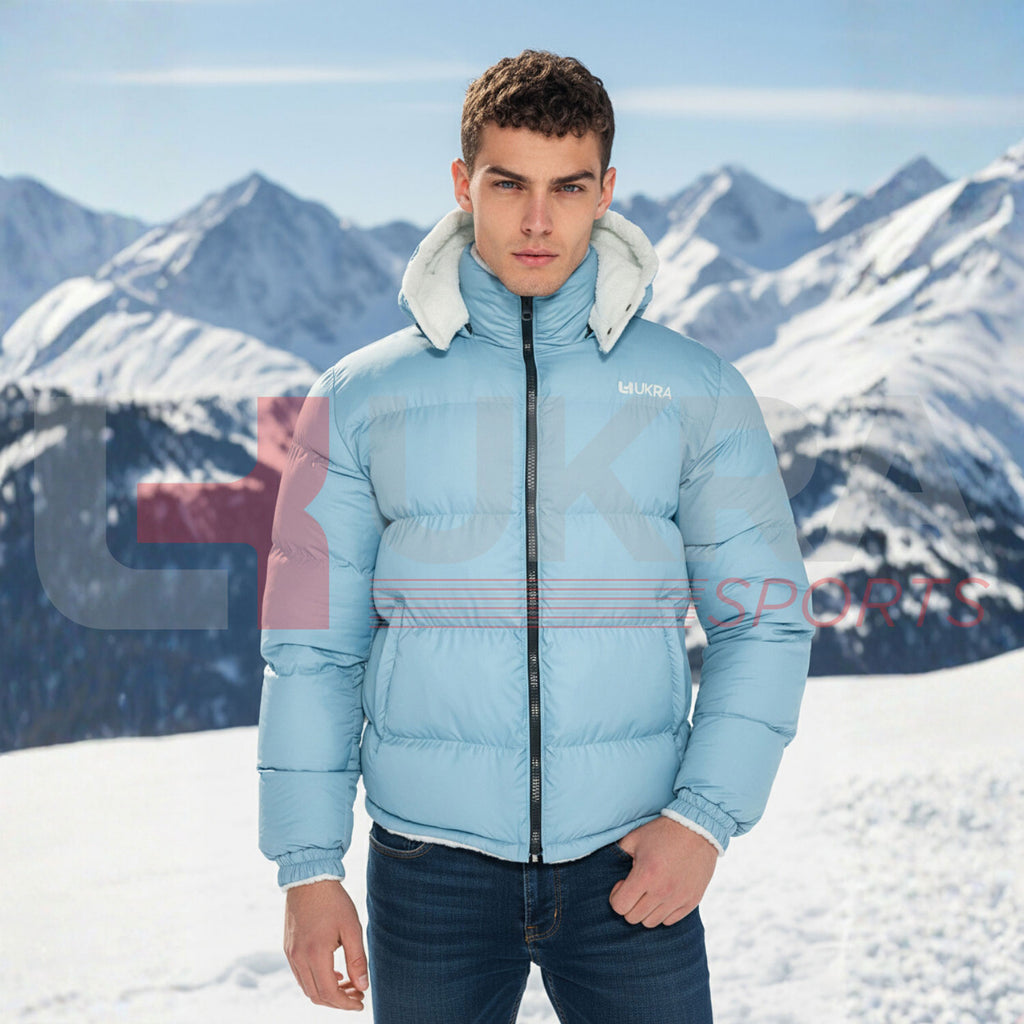 UKRA Reversible Glacier Blue Puffer Jacket – Luxury Dual Winter Wear