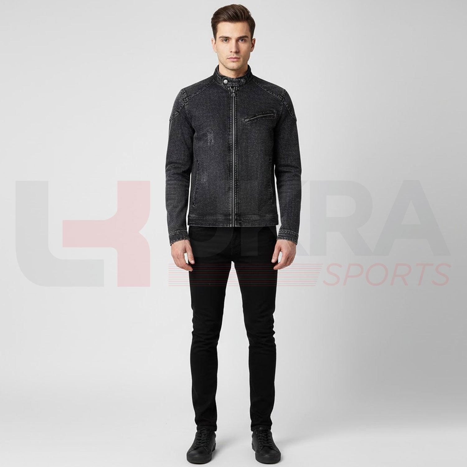 ukra_black_slim_fit_denim_zipper_jacket_front_view