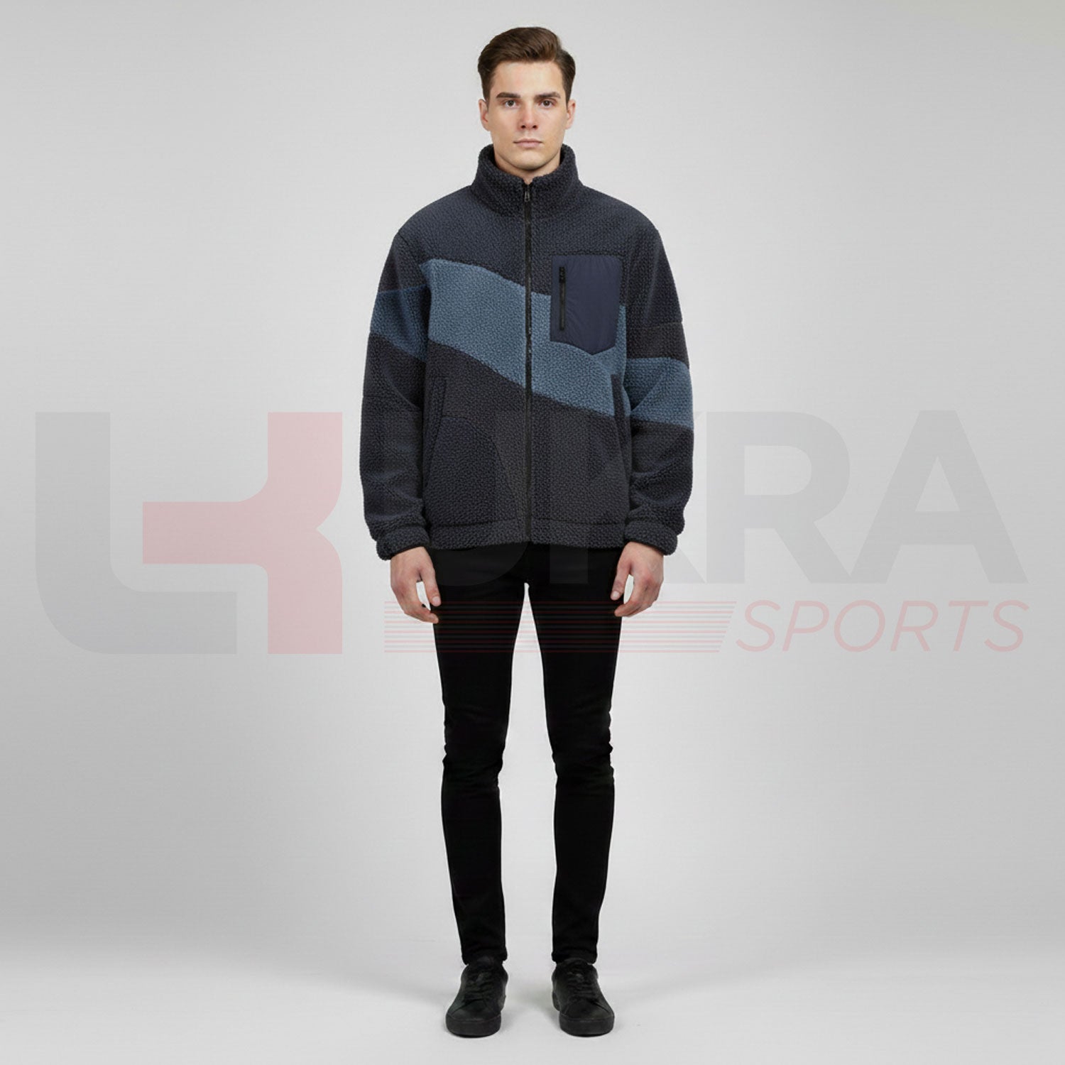 ukra_charcoal_blue_winter_fleece_jacket_front_view