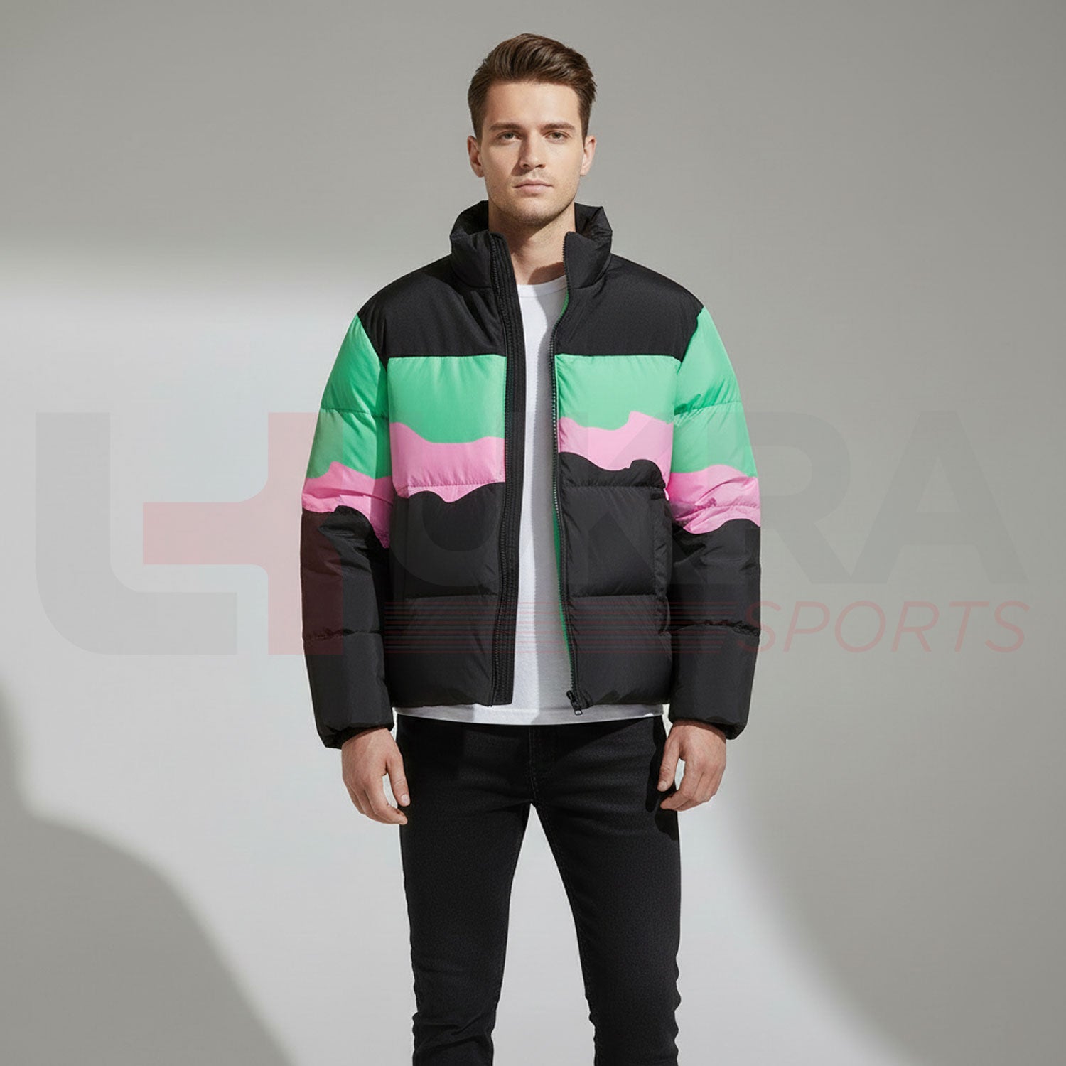 ukra_color_block_mint_pink_black_padded_jacket_men