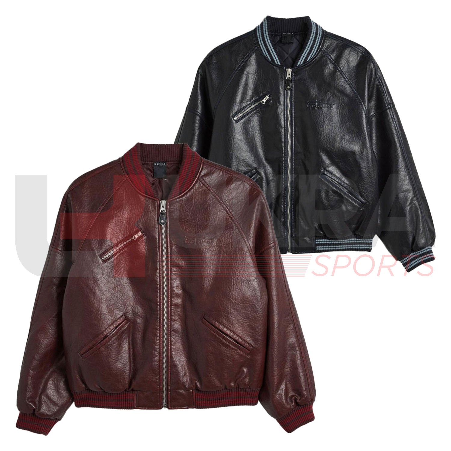 ukra genuine leather motorcycle varsity jacket
