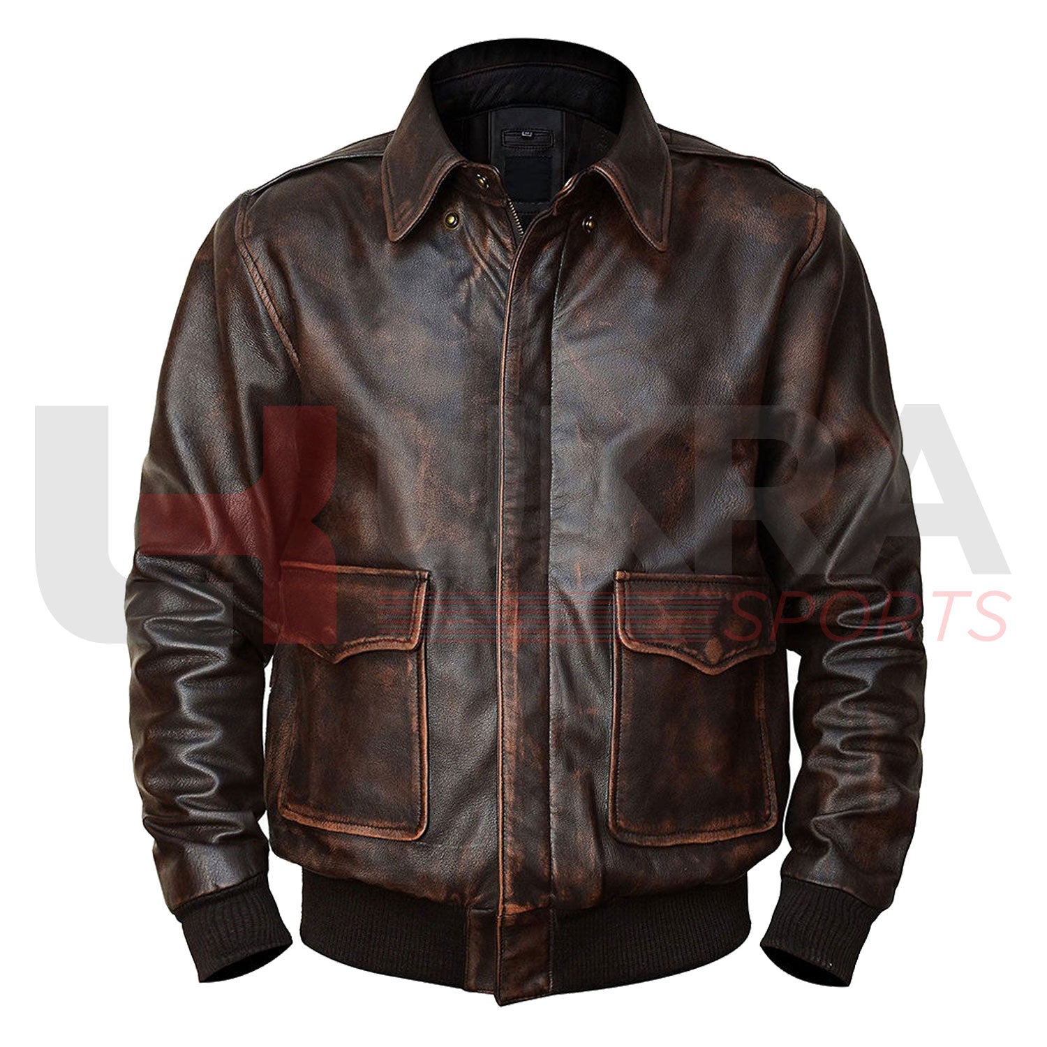 ukra genuine leather vintage bomber jacket men