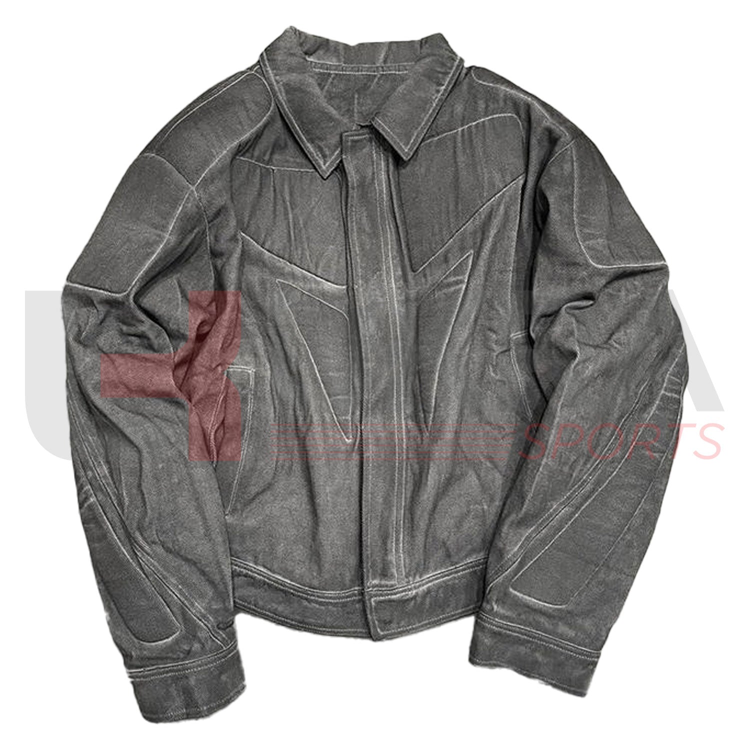 ukra grey denim jacket structured panel design