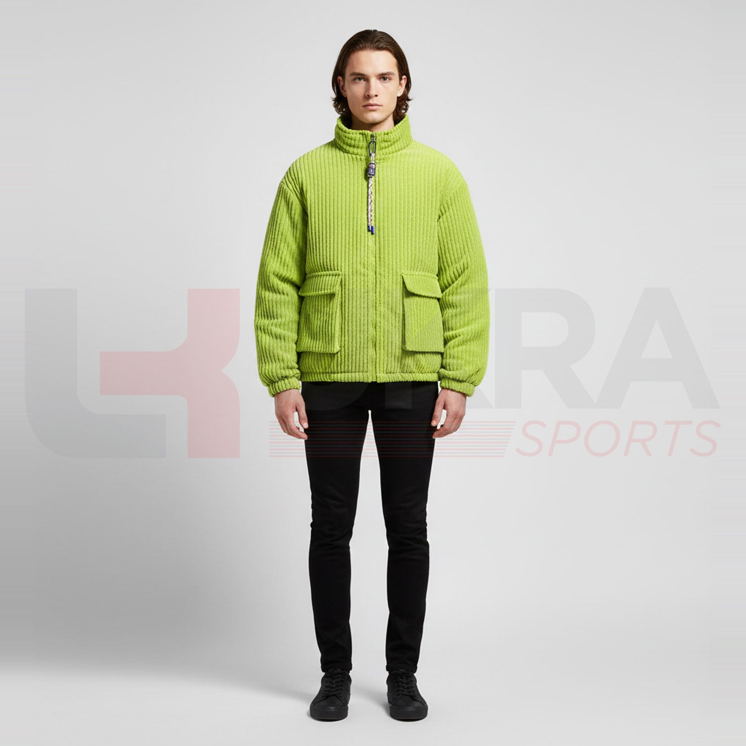 ukra_lime_green_corduroy_down_jacket_men