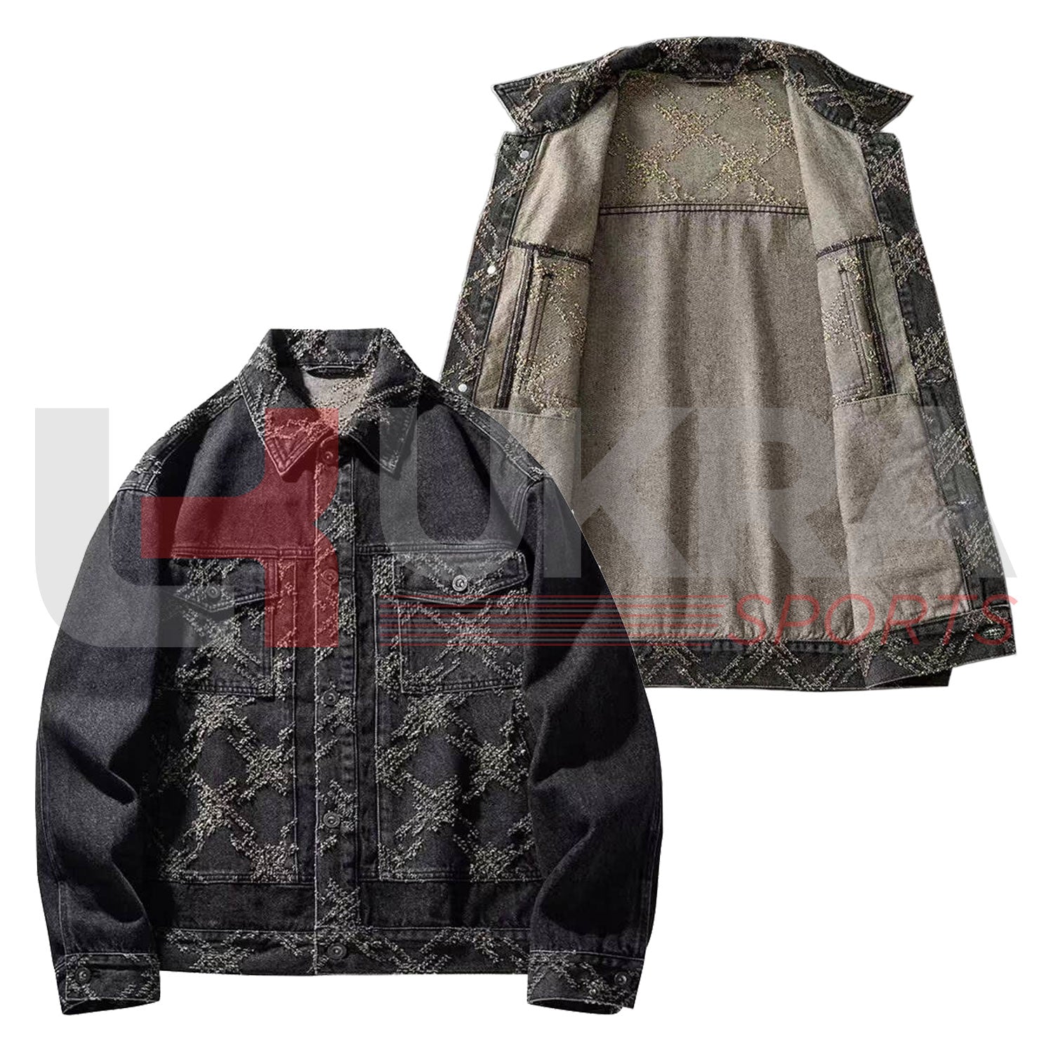 ukra luxury streetwear black denim jacket