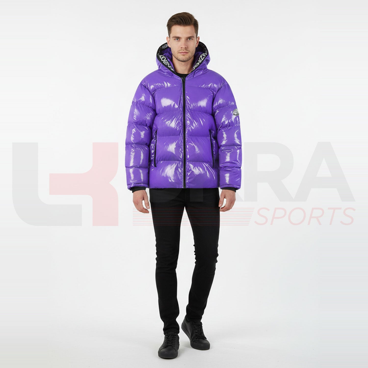 ukra_men_s_shiny_purple_puffer_jacket_front_view