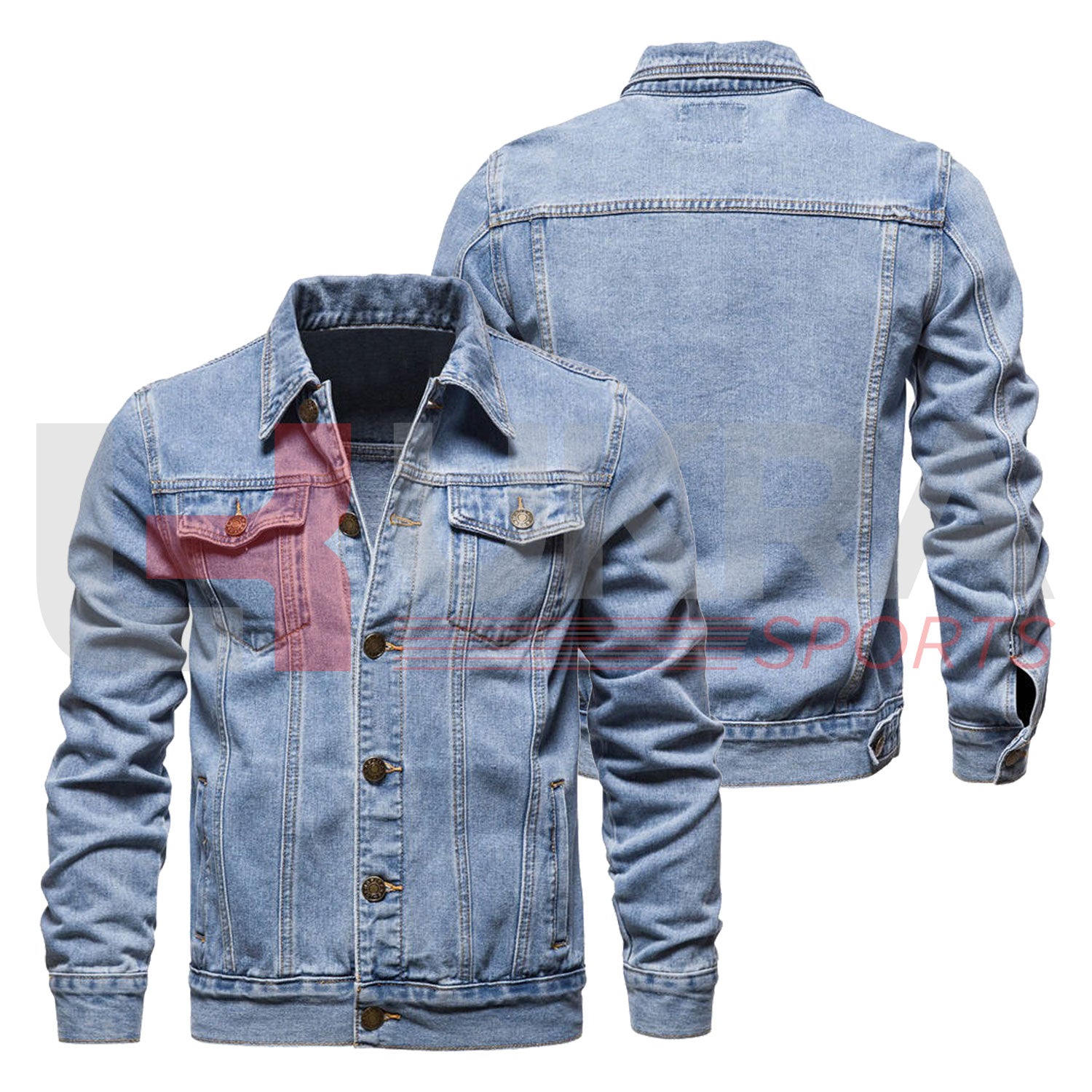 ukra mens heavyweight vintage washed denim jacket front view1