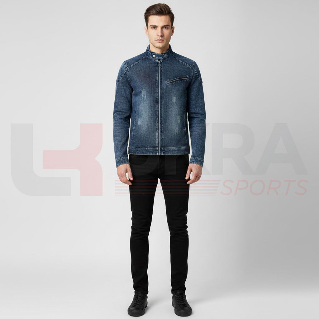 Men’s Casual Zip-Up Denim Jacket | UKRA Sports