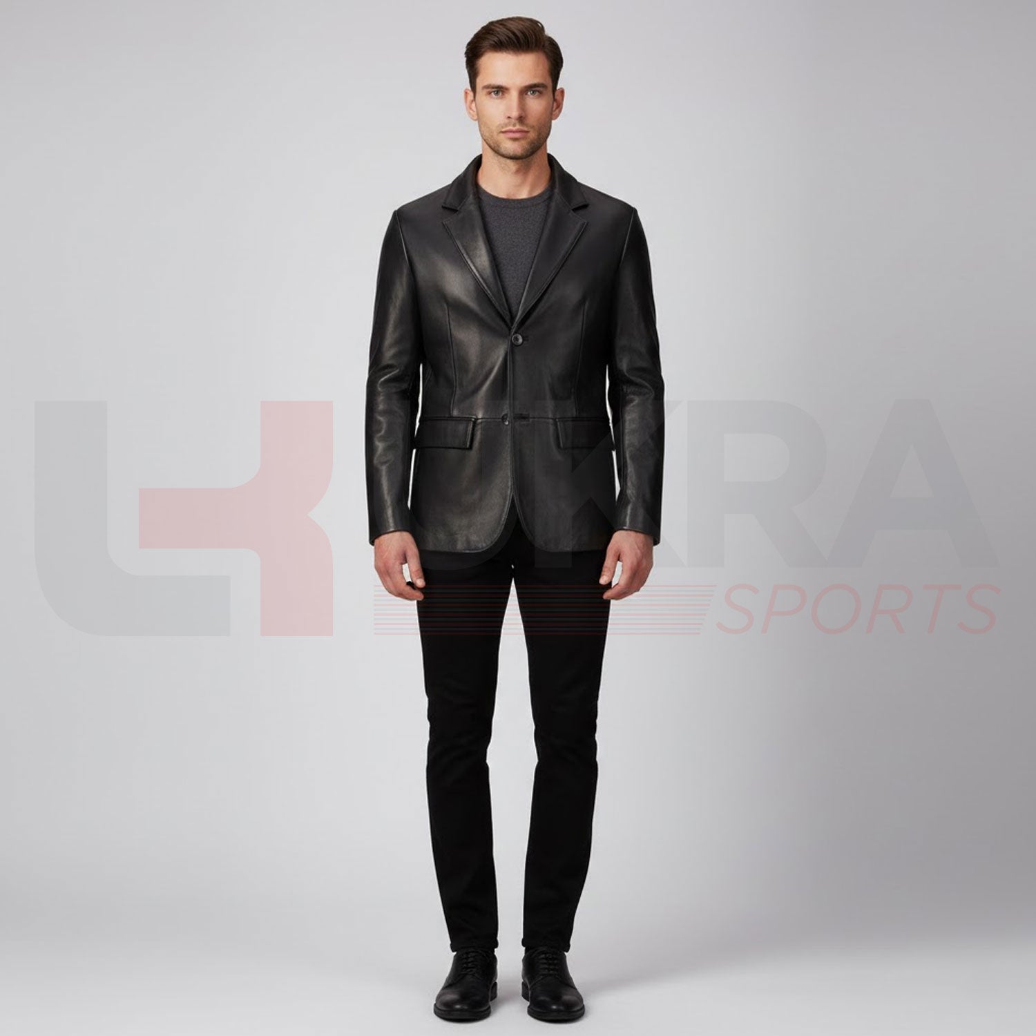 ukra_premium_leather_blazer_coat_men_front_view