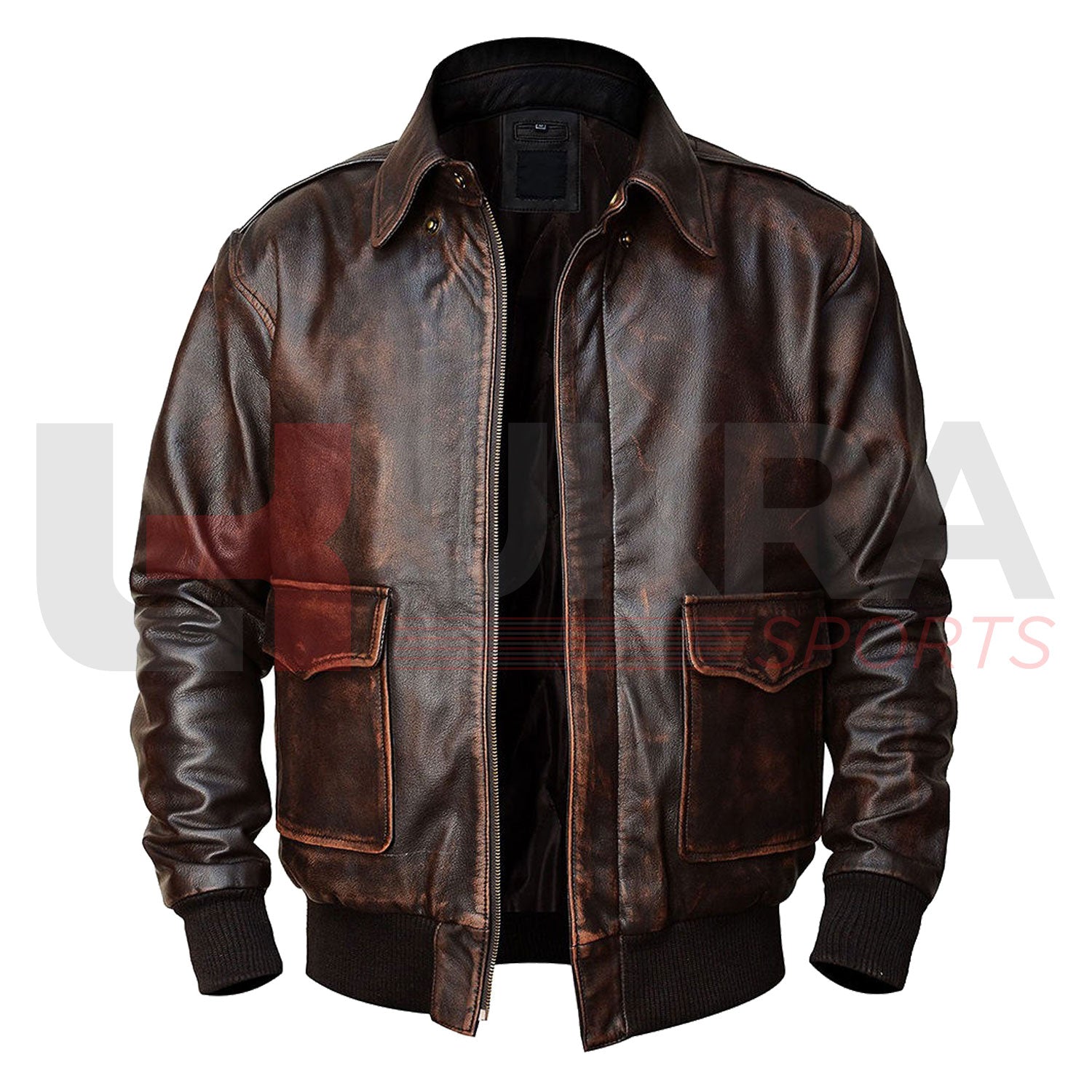 ukra sports distressed brown sheepskin jacket