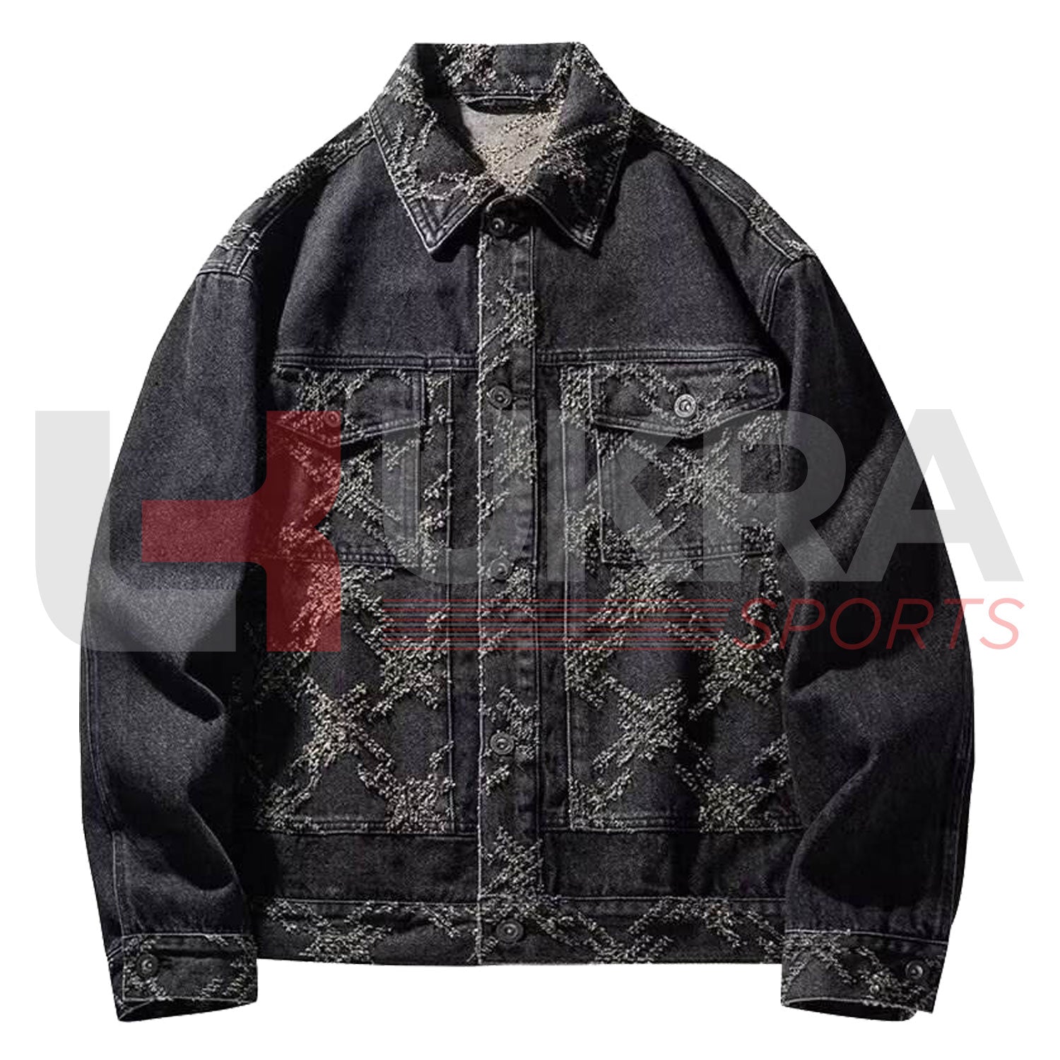 ukra sports jacquard pattern denim jacket