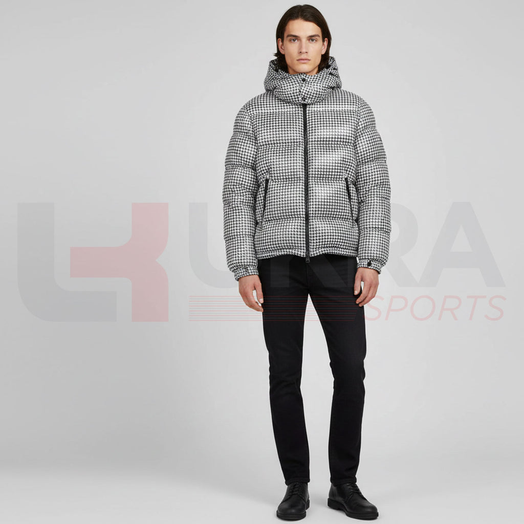 Zigzag Print Shiny Puffer Jacket | UKRA Sports