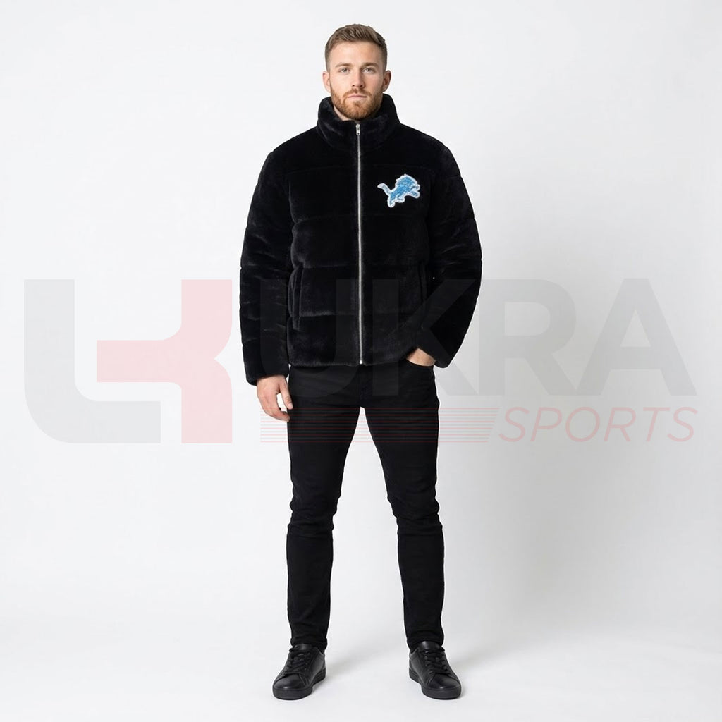 Men’s Midnight Black Rabbit Wool Jacket – Luxury Winter Edition | UKRA Sports