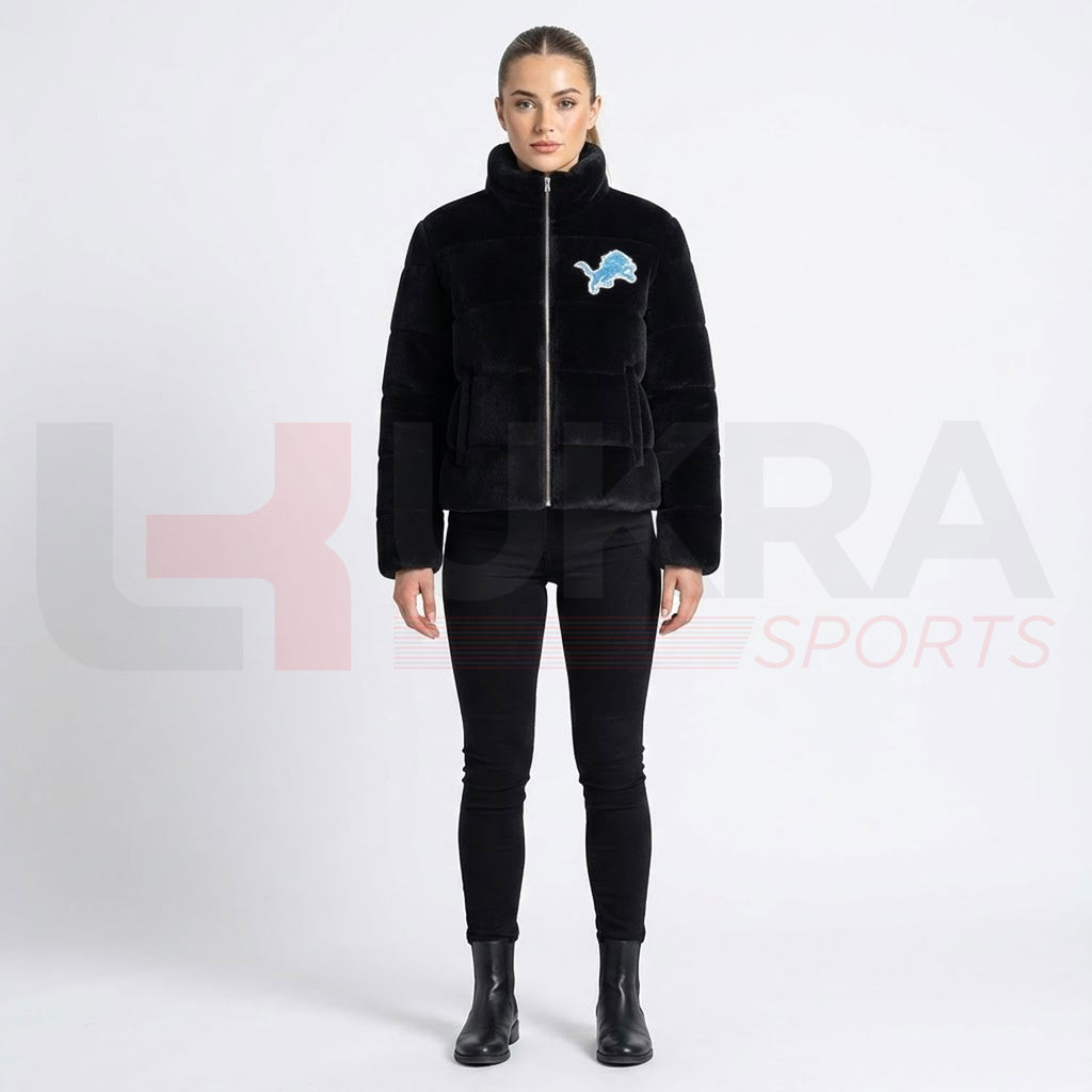Women’s Midnight Black Rabbit Wool Jacket – Luxury Winter Edition | UKRA Sports