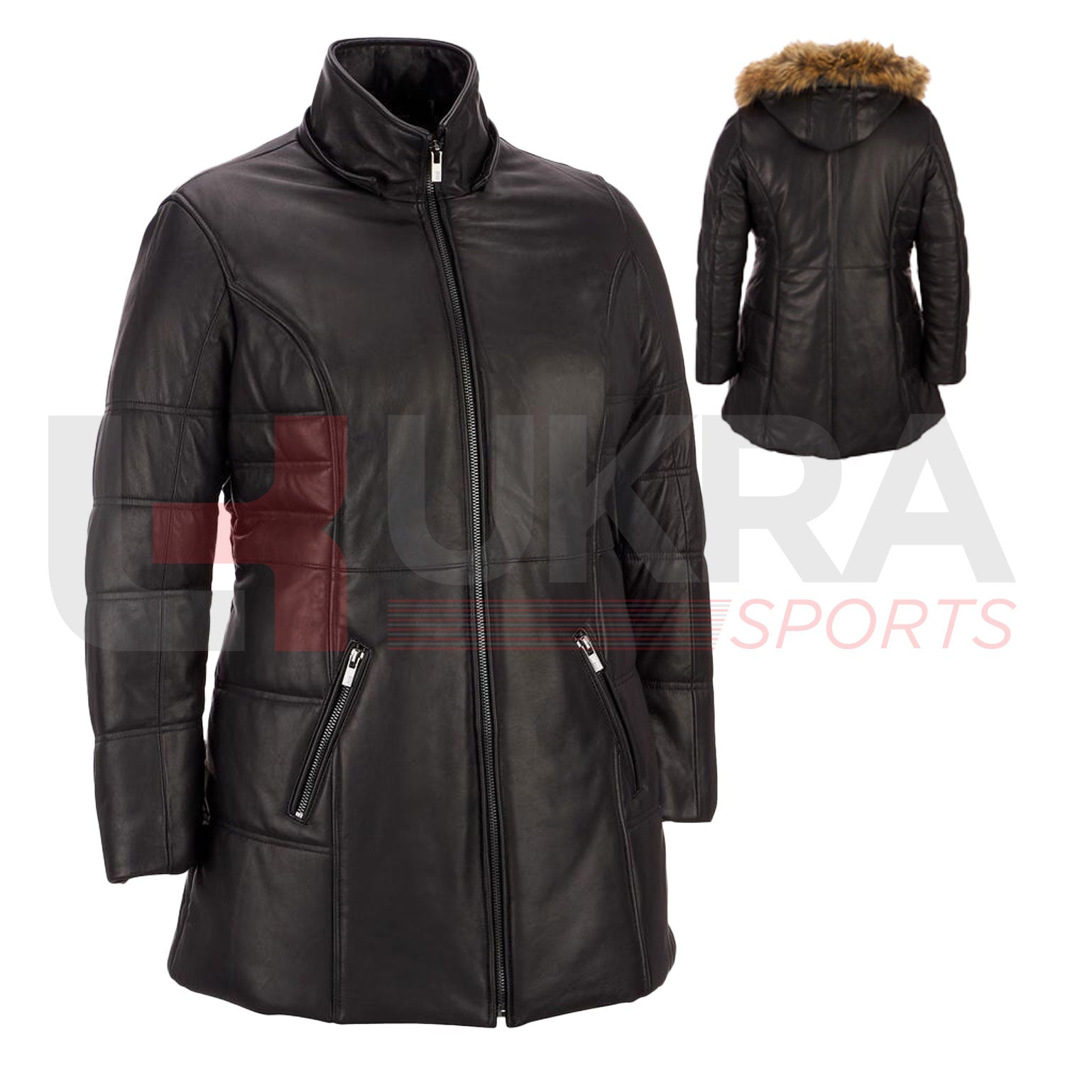womens luxury winter fur hood coat